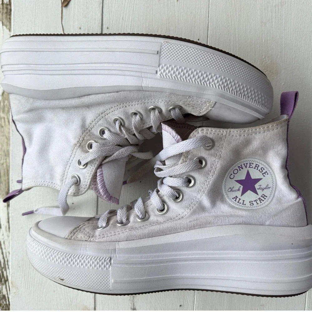 Converse Chuck Taylor All Star Move Platform High Top White Purple Kid 4.5